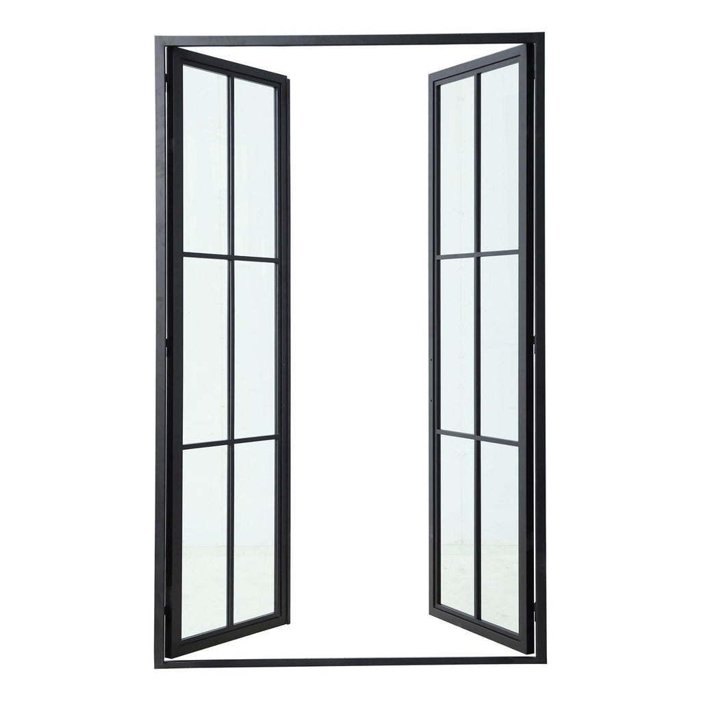6 Lite, Clear Glass, Tempered Glass, Black door, Black Frame, Double Door