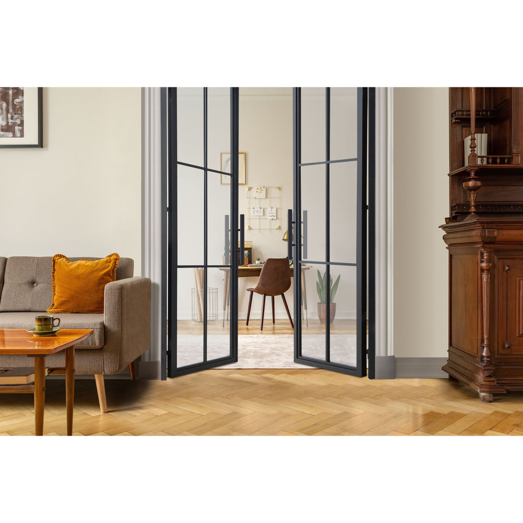6 lite interior double iron door with glass office doors open 